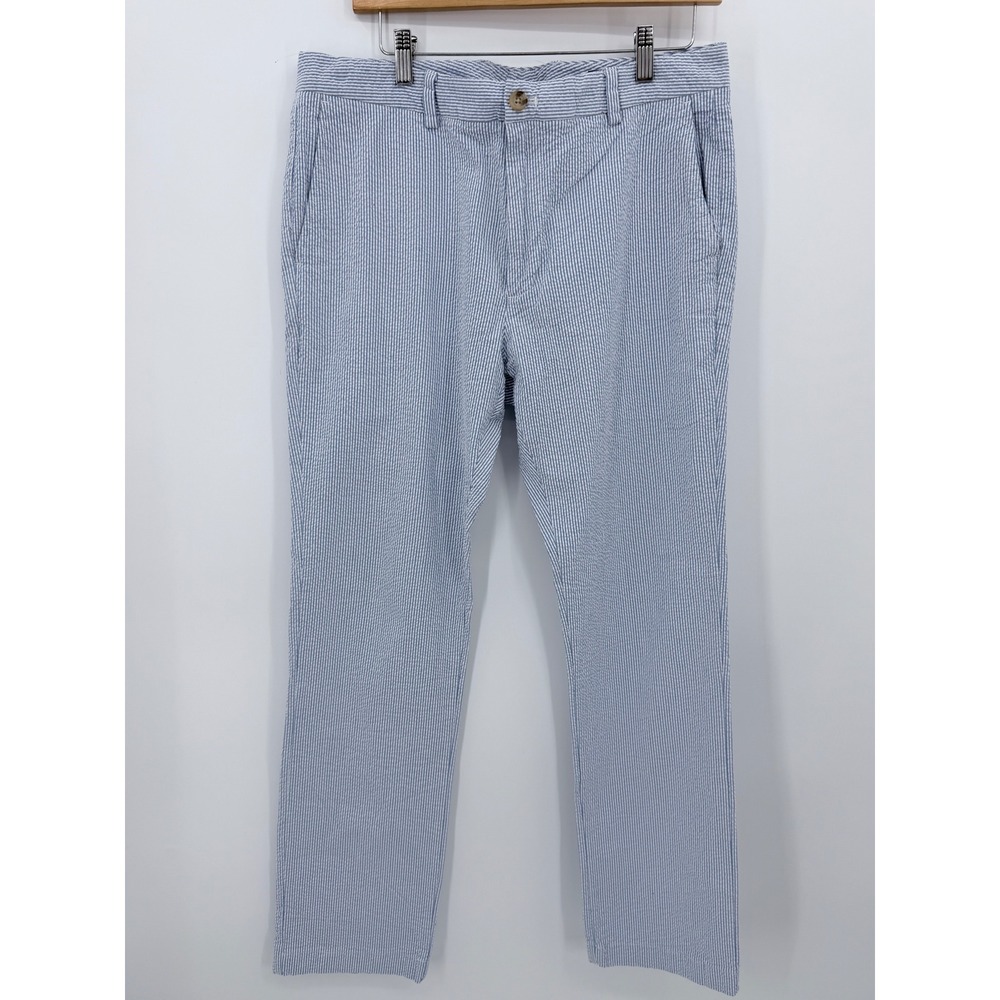 Vineyard Vines Seersucker Chino Pants Mens 34x32 Blue White Slim Straight - Picture 2 of 9